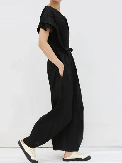 Elegante Jumpsuit voor Vrouw Zonder Mouwen Geplisseerd