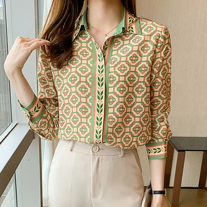 Vrouwelijke Blouse met Kettingprint Elegant Design - StudioMarella