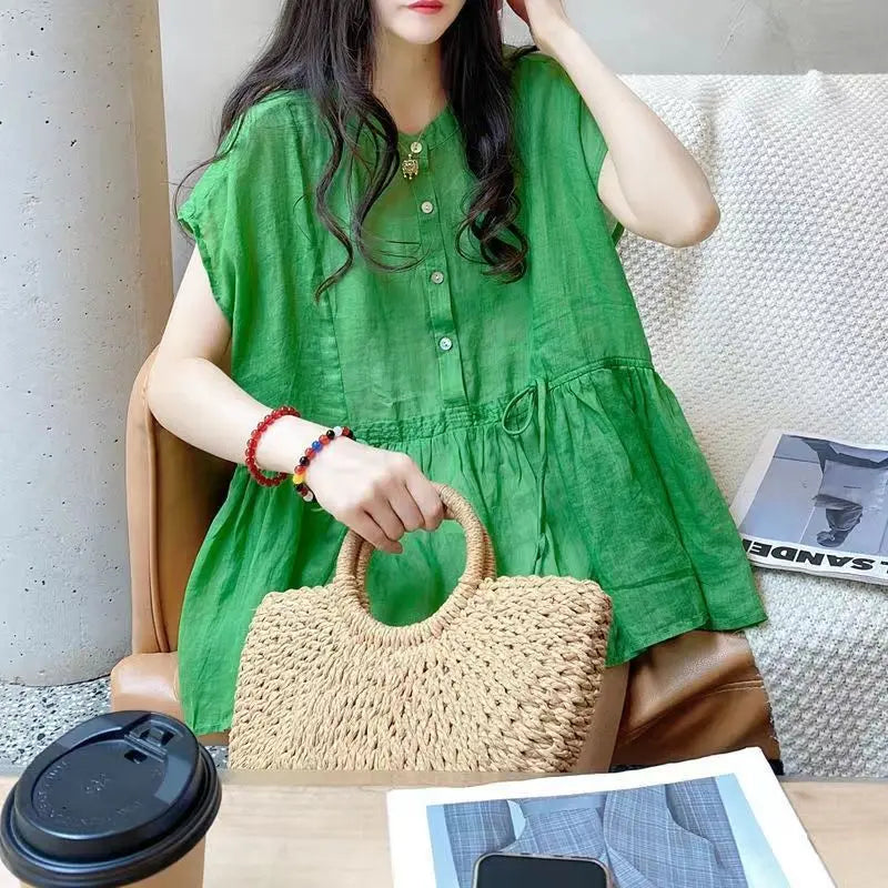 Vrouwelijke Blouse met Ruffles en Kant Details