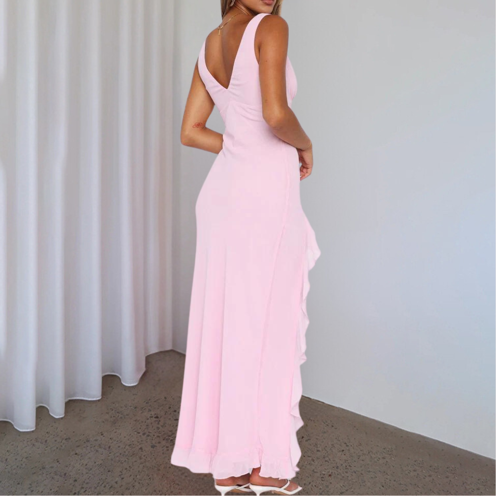 Mouwloze Maxi Jurk Met V-hals | Elegante Lange Jurk Dames 2