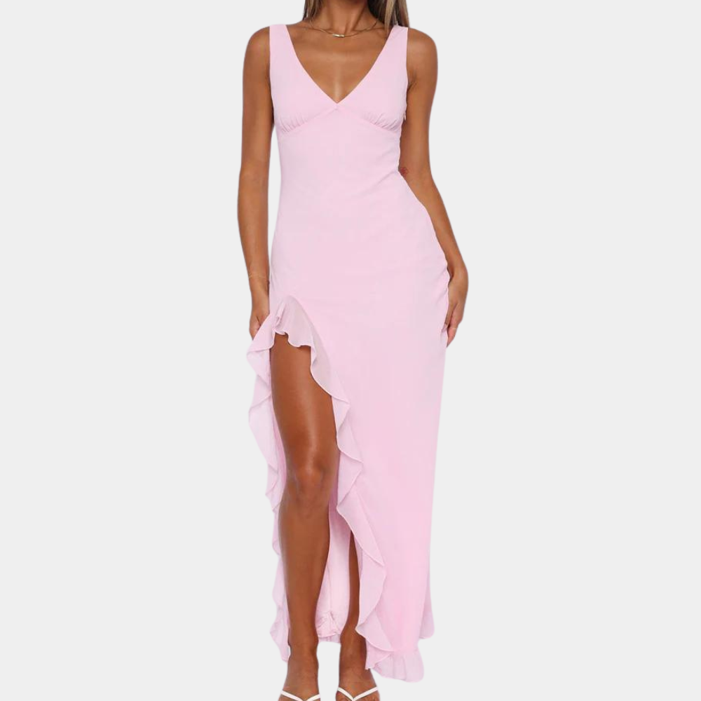 Mouwloze Maxi Jurk Met V-hals | Elegante Lange Jurk Dames 3