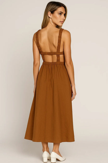 Midi Jurk voor Dames Mouwloos Elegant Zomerjurk