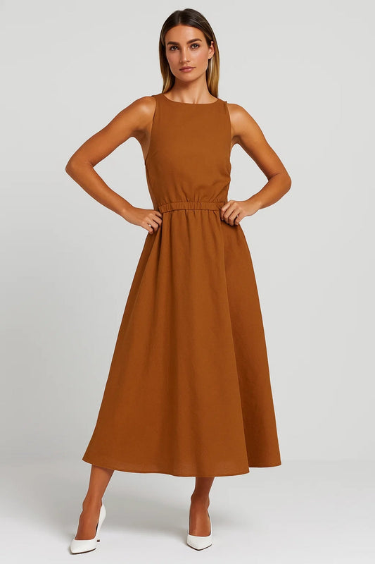 Midi Jurk voor Dames Mouwloos Elegant Zomerjurk - StudioMarella
