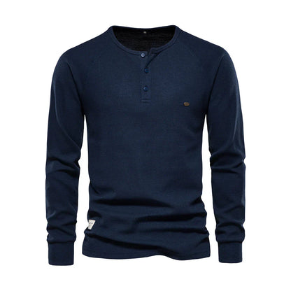 Heren Henley Shirt Lange Mouwen Casual Basic Streetwear