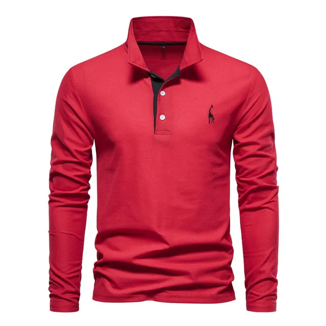 Polo Hemd Lange Mouw Katoen Casual Heren
