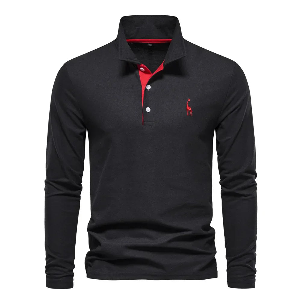 Polo Hemd Lange Mouw Katoen Casual Heren