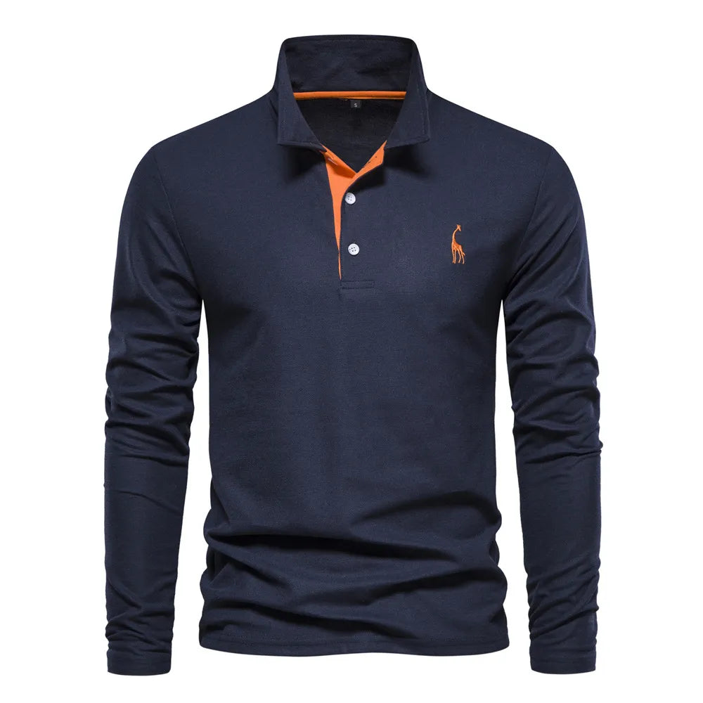 Polo Hemd Lange Mouw Katoen Casual Heren