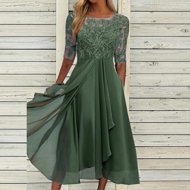 Lange Cocktailjurk Chiffon Rok Elegante Avondjurk