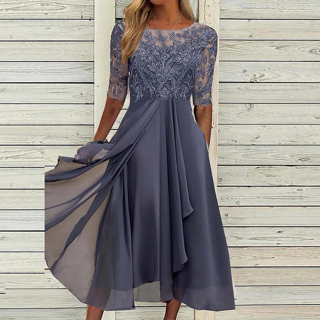 Lange Cocktailjurk Chiffon Rok Elegante Avondjurk