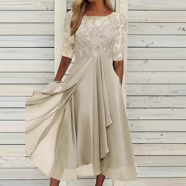 Lange Cocktailjurk Chiffon Rok Elegante Avondjurk