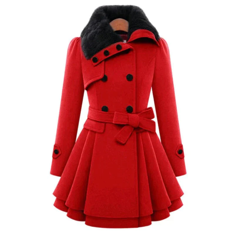 Dames Trenchcoat Vegan Bontjas Warm en Stijlvol