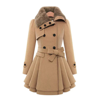 Dames Trenchcoat Vegan Bontjas Warm en Stijlvol - StudioMarella