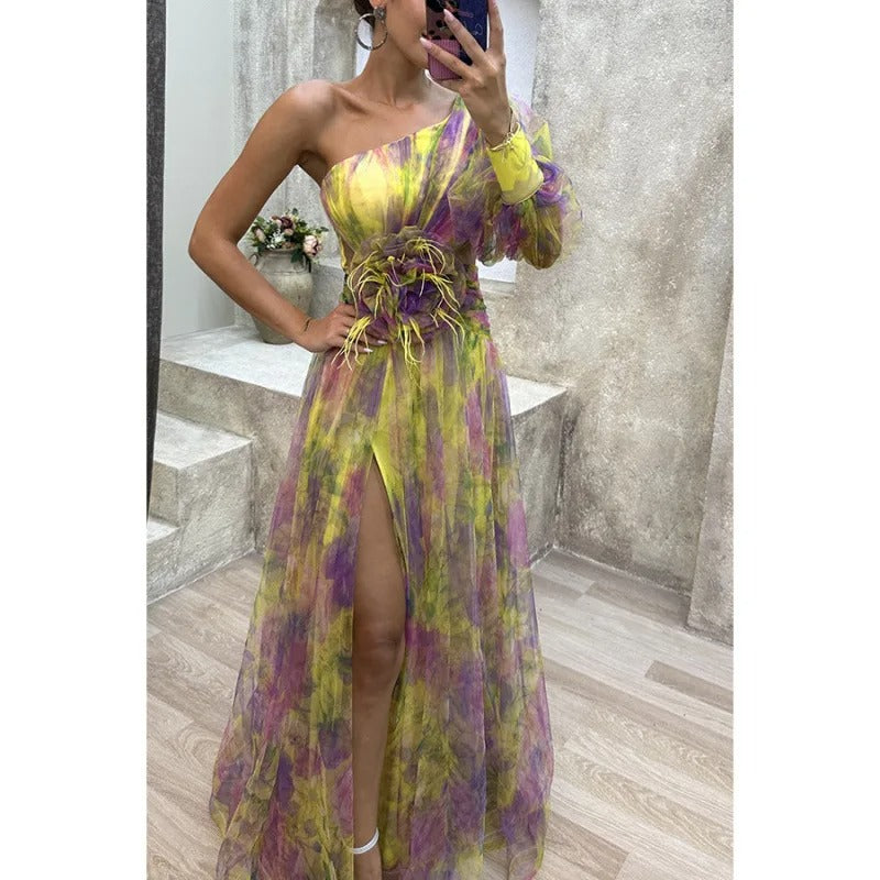 Een schouder Maxi Jurk Elegante Zomerjurk - StudioMarella