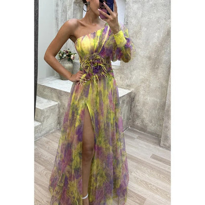 Een schouder Maxi Jurk Elegante Zomerjurk - StudioMarella