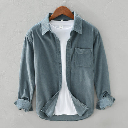 Retro Overhemd voor Heren - Corduroy Stof Elegant en Tijdloos