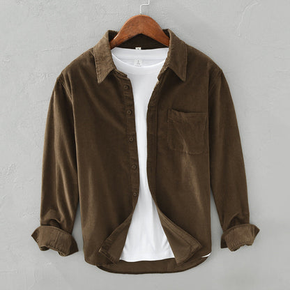 Retro Overhemd voor Heren - Corduroy Stof Elegant en Tijdloos