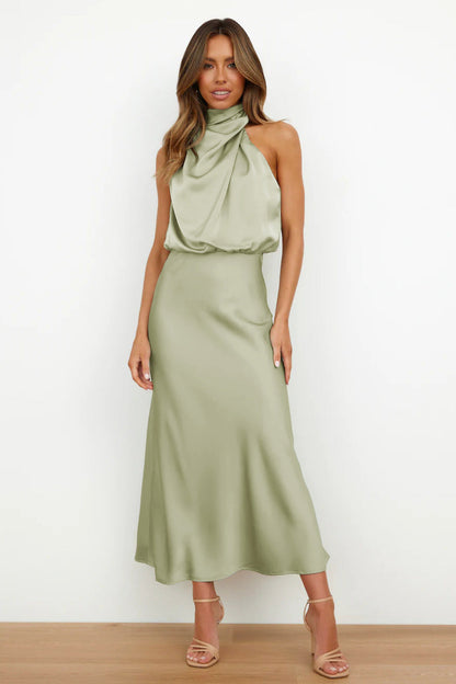 Elegante Maxi Jurk voor Vrouw Met Lage Halslijn