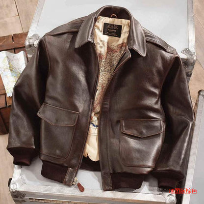 Bomberjack Heren Imitatie Leren Jas Shearling Kraag