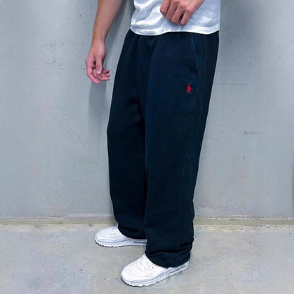 Heren Fleece Joggingbroek Zwart Comfortabel met Zijzakken