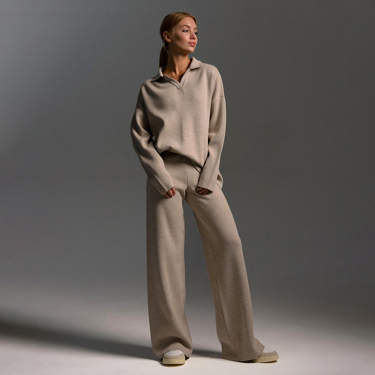 Dames Loungewear Set - Zacht Gebreid Oversized Sweat Set - StudioMarella