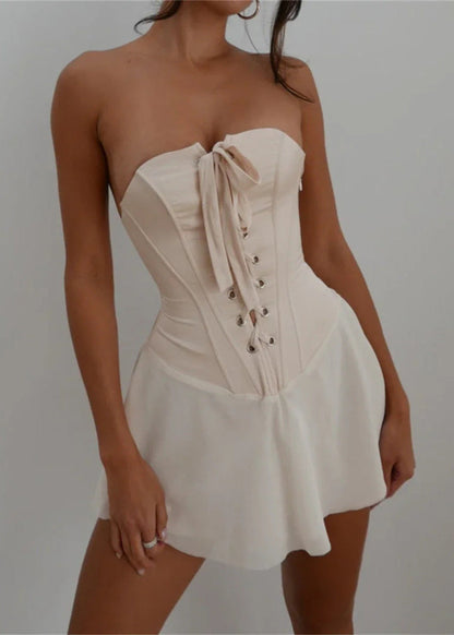 Dames Mini Jurk Corset Stijl Mouwloos Elegante Jurk