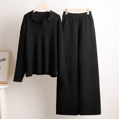 Dames Lounge Set Zandkleur Oversized Sweater en Wijde Broek