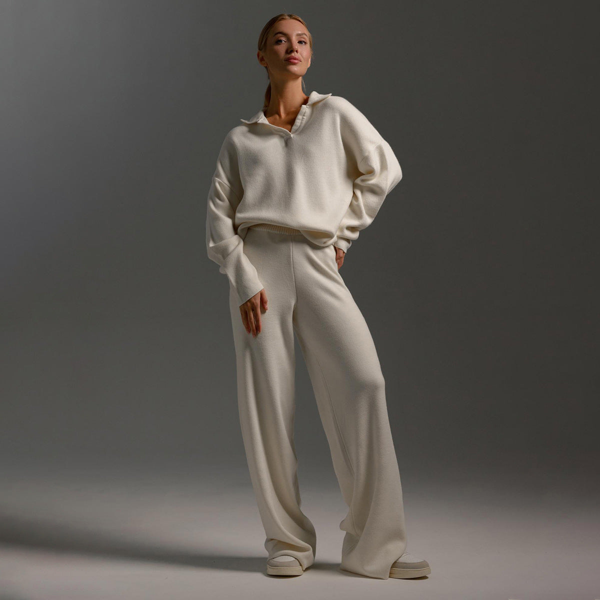 Dames Loungewear Set - Zacht Gebreid Oversized Sweat Set