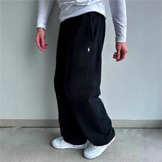 Heren Fleece Joggingbroek Zwart Klassiek met Zijzakken - StudioMarella