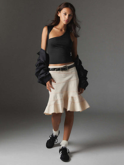 Dames Eén-Schouder Tanktop Zomerjurk Chic Mode