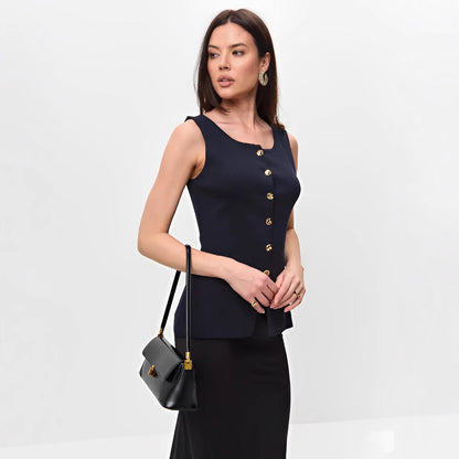 Dames Mouwloze Peplum Pasvorm