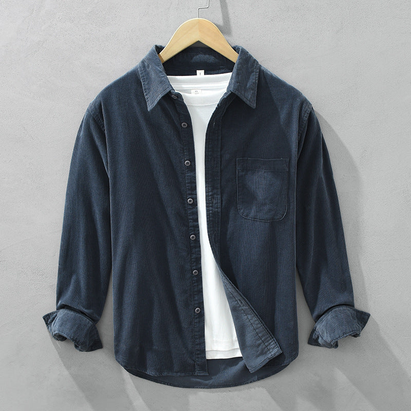 Retro Overhemd voor Heren - Corduroy Stof Elegant en Tijdloos