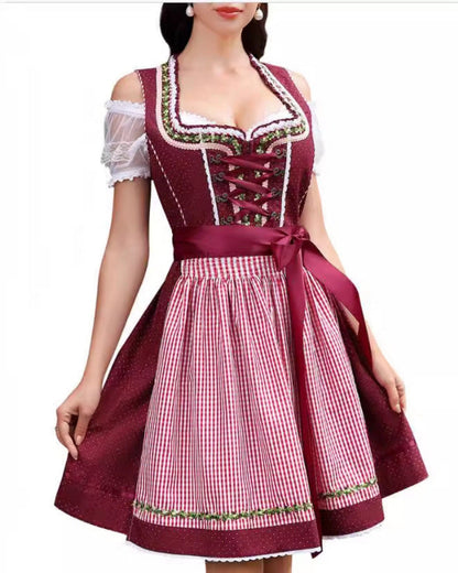 Dames Dirndljurk Oktoberfest Pofmouwen Feestelijke Zomerjurk