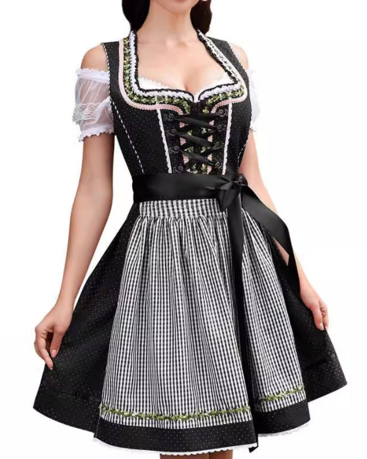 Dames Dirndljurk Oktoberfest Pofmouwen Feestelijke Zomerjurk