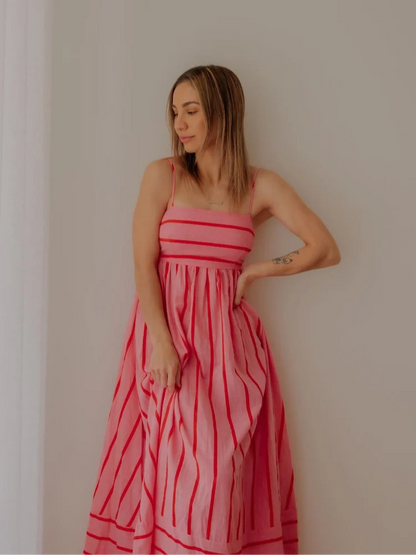 Gestreepte Avondjurk Leona Mode Elegante Jurk - StudioMarella