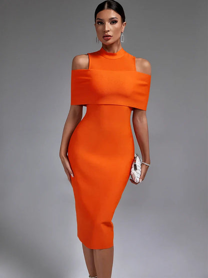 Oranje Jurk Bandage Stijl Zomer Avondjurk