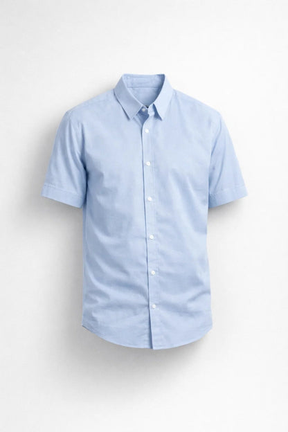 Heren Overhemd Korte Mouw Zomer Casual Blauw