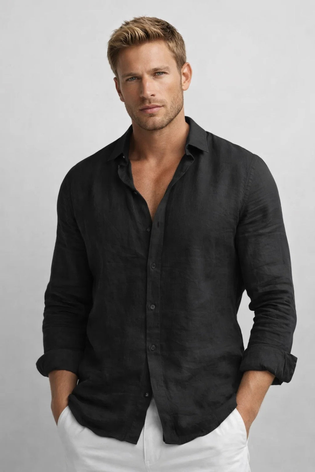 Heren Overhemd Relaxed Fit Klassieke Kraag en Knoopsluiting Casual