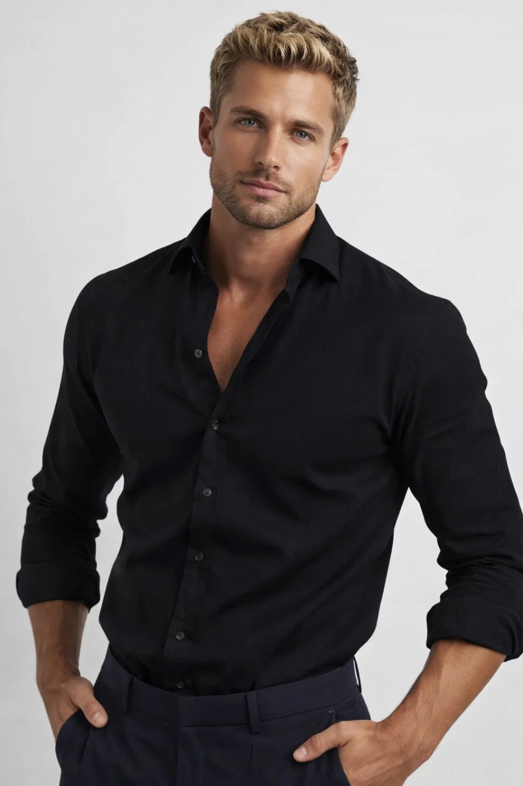 Heren Overhemd Slim Fit Elegant Comfortabel