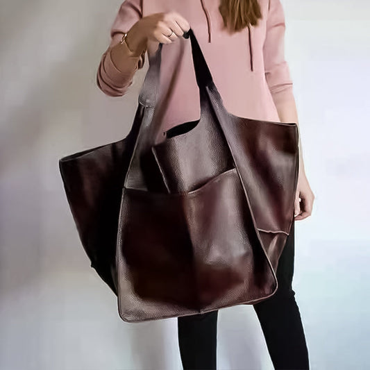 Grote Leren Schoudertas Vintage Stijl - StudioMarella