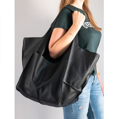 Grote Leren Schoudertas Vintage Stijl