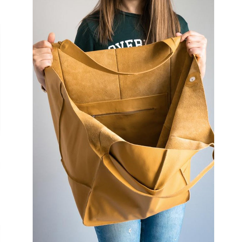 Grote Leren Schoudertas Vintage Stijl
