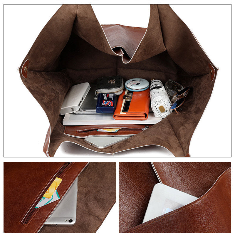 Grote Leren Schoudertas Vintage Stijl