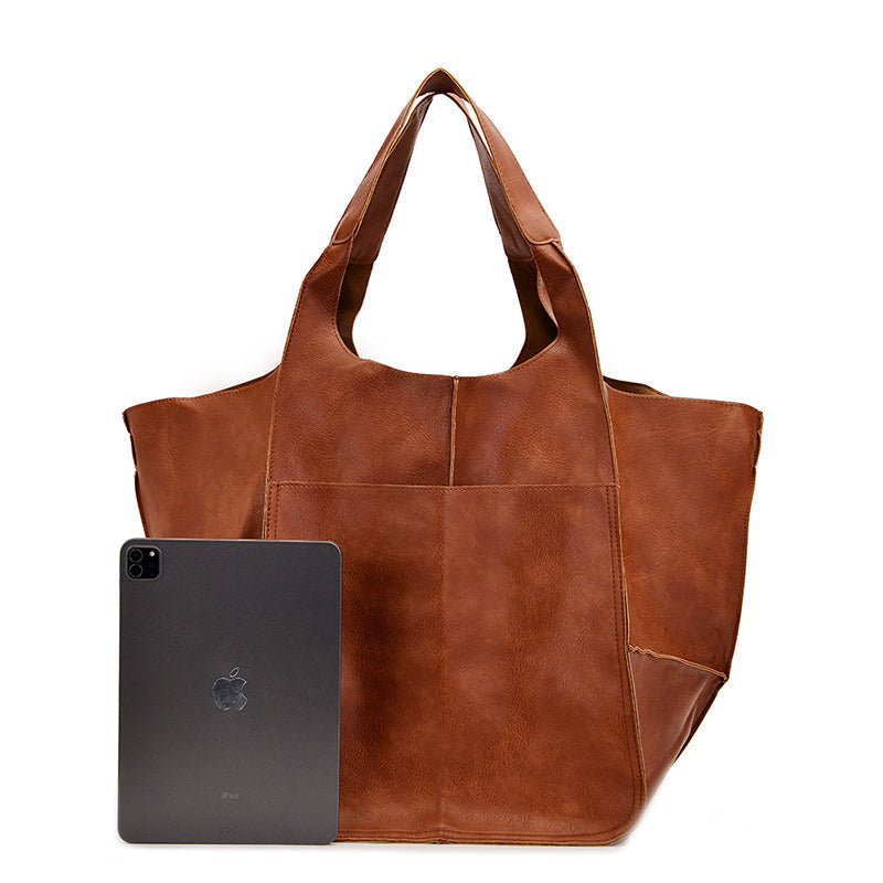 Grote Leren Schoudertas Vintage Stijl