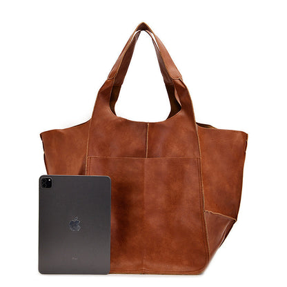 Grote Leren Schoudertas Vintage Stijl