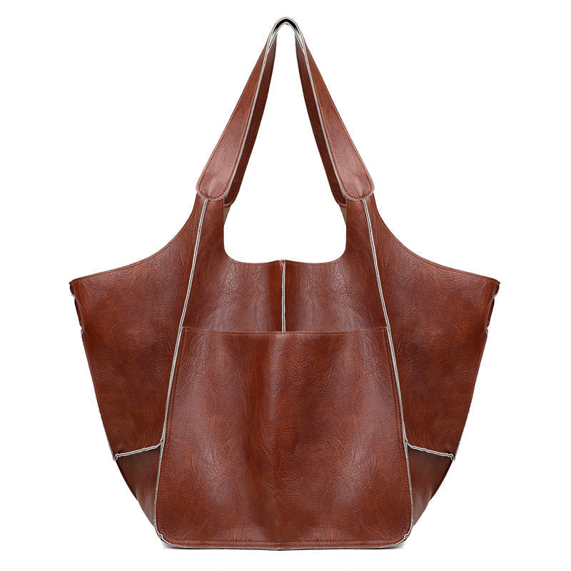 Grote Leren Schoudertas Vintage Stijl