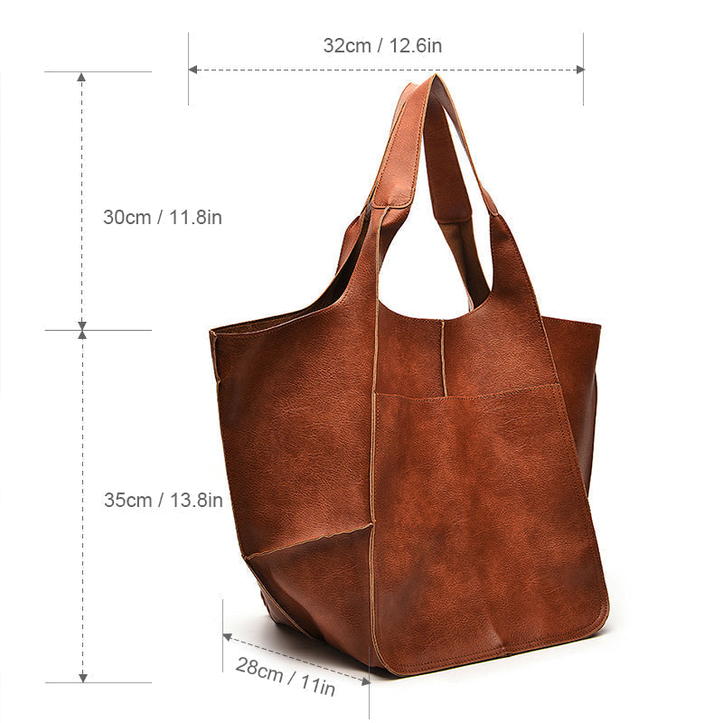 Grote Leren Schoudertas Vintage Stijl