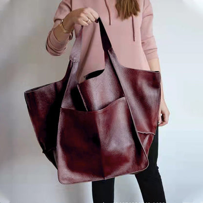 Grote Leren Schoudertas Vintage Stijl