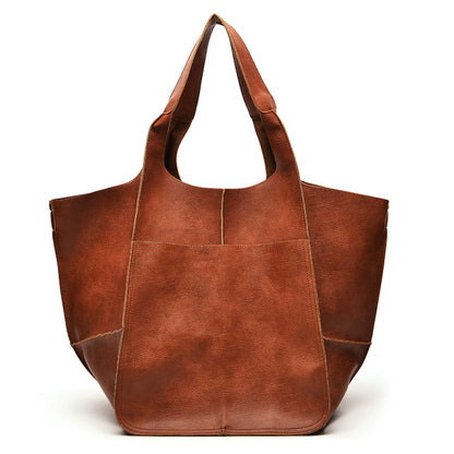 Grote Leren Schoudertas Vintage Stijl