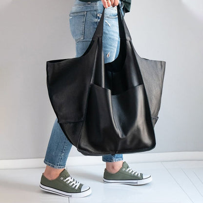 Grote Leren Schoudertas Vintage Stijl