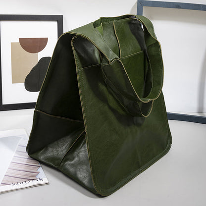Grote Leren Schoudertas Vintage Stijl